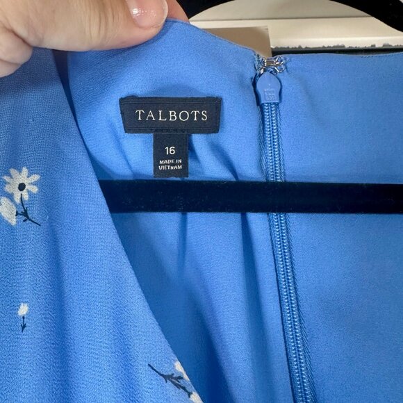 Blue Chiffon Scattered Floral Button Front Midi Dress 16 - Picture 6 of 15